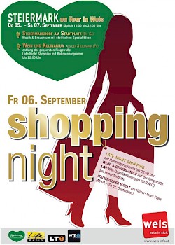 Shopping Night am 6. September mit Abendeinkauf bis 22:00 Uhr in Wels