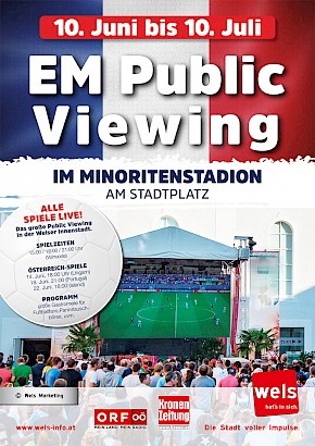 Plakat EM Public Viewing in Welser Innenstadt